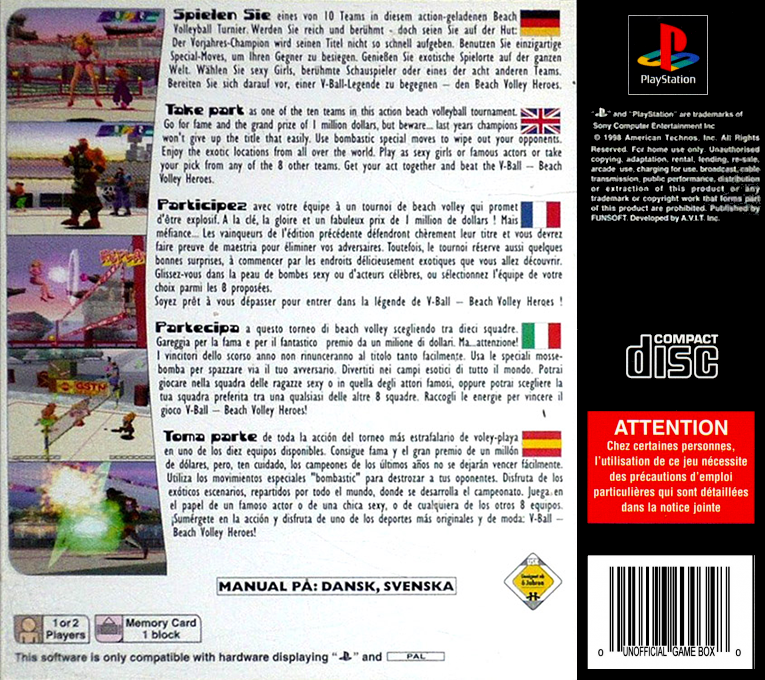 V-Ball : Beach Volley Heroes — Box back