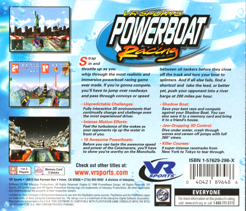 VR Sports Powerboat Racing — Box back