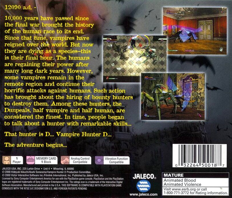 Vampire Hunter D — Box back