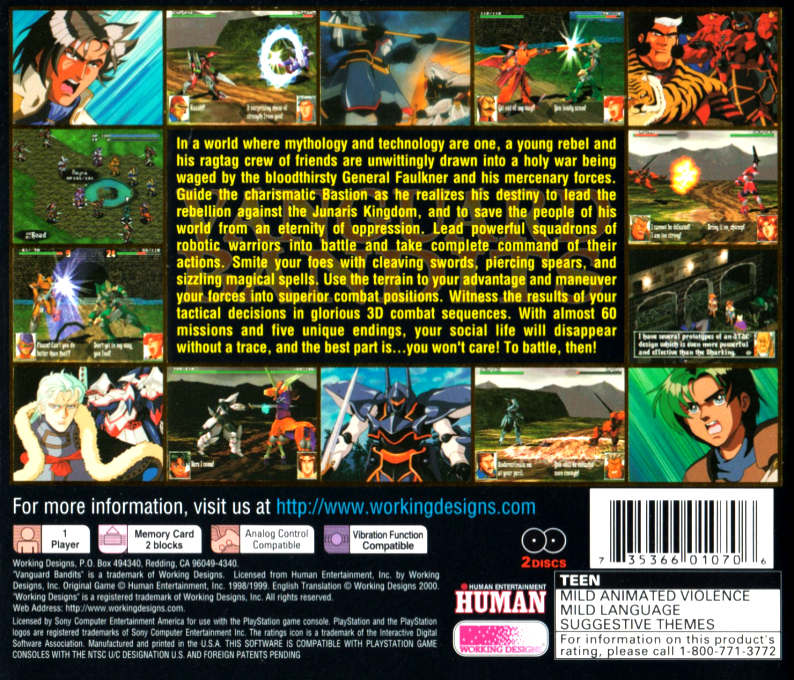 Vanguard Bandits — Box back