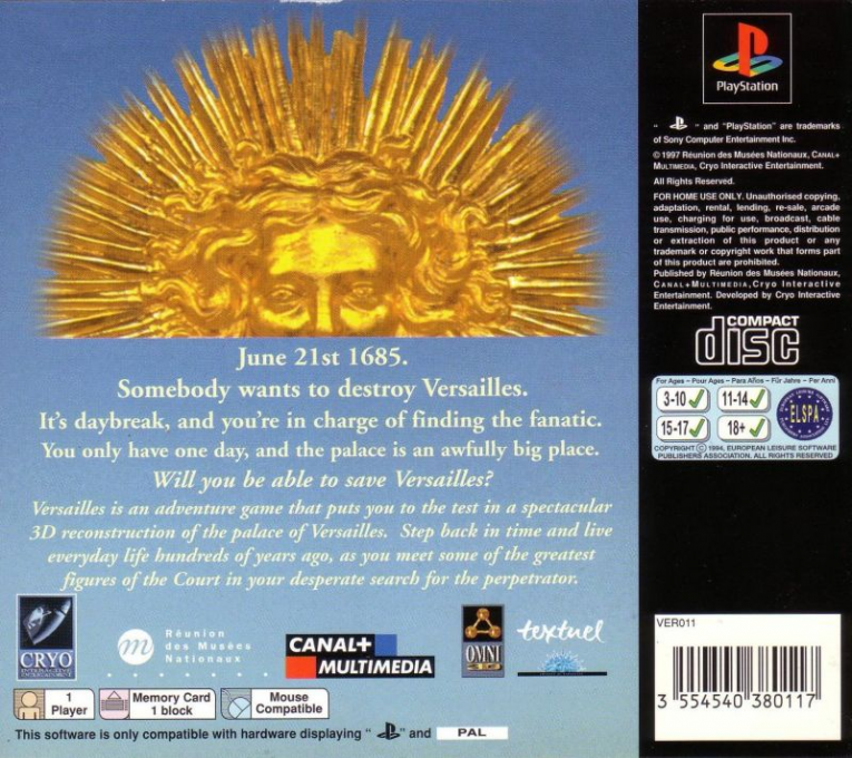 Versailles : A Game of Intrigue — Box back