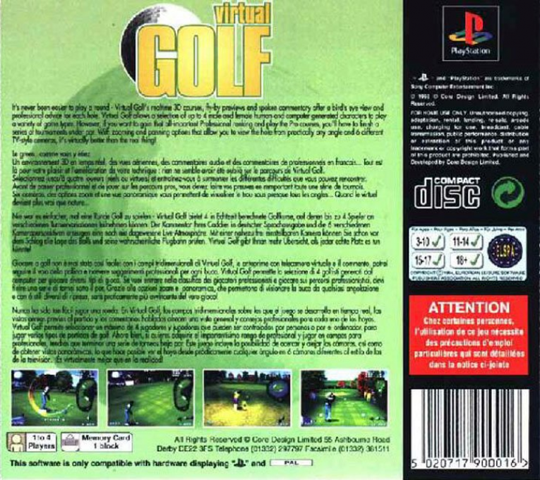 Virtual Golf — Box back