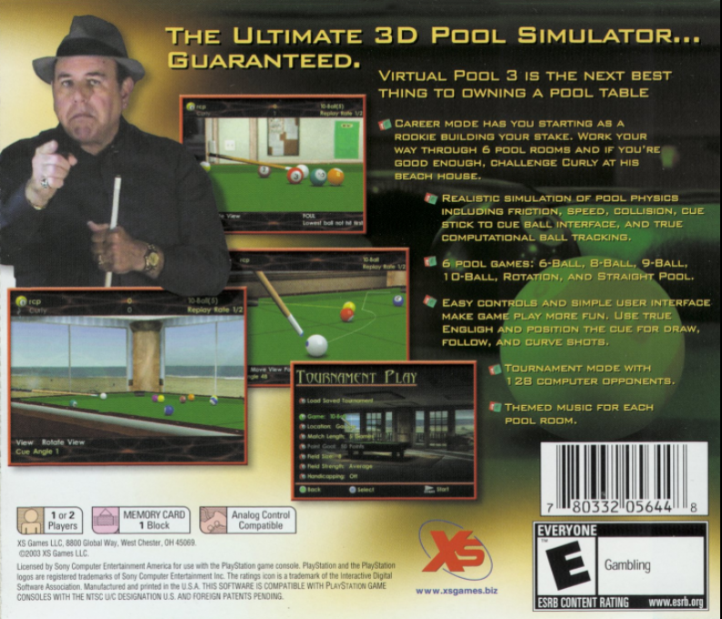 Virtual Pool 3 — Box back