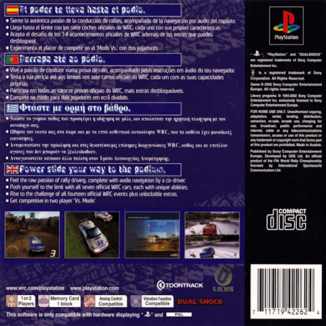 WRC : FIA World Rally Championship Arcade — Box back