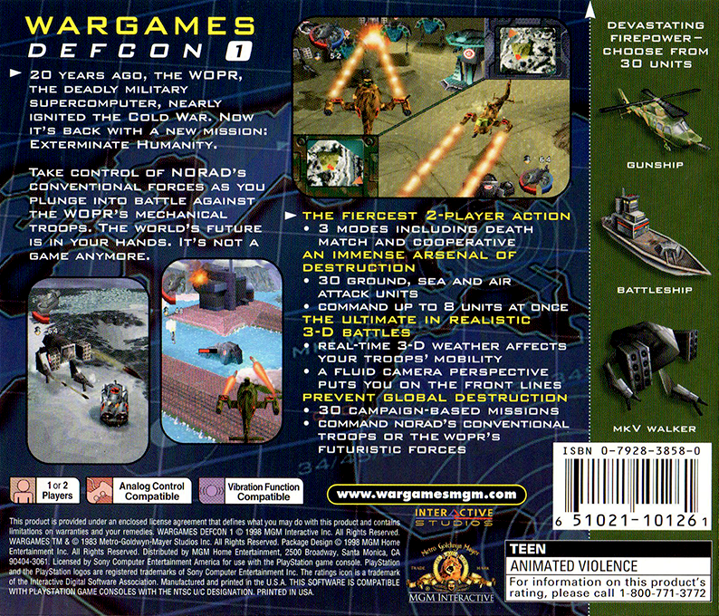 WarGames : Defcon 1 — Box back