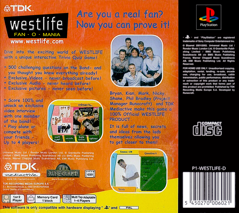 Westlife : Fan-O-Mania — Box back