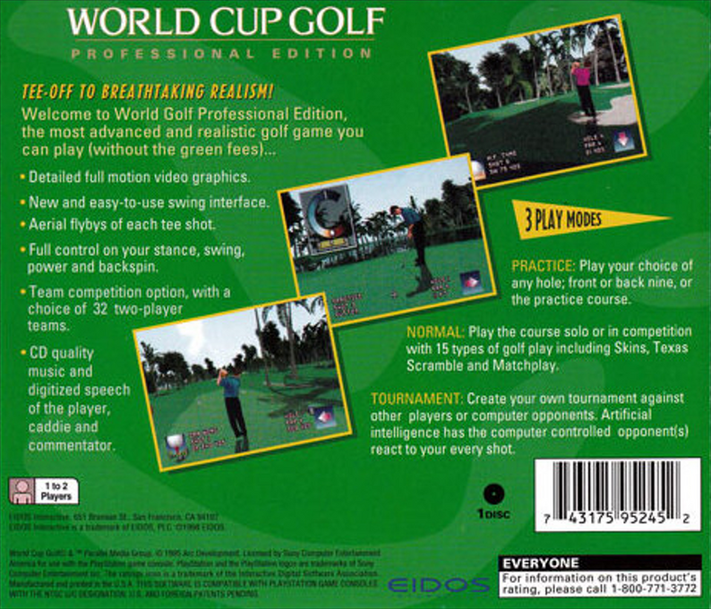 World Cup Golf : Professional Edition — Box back