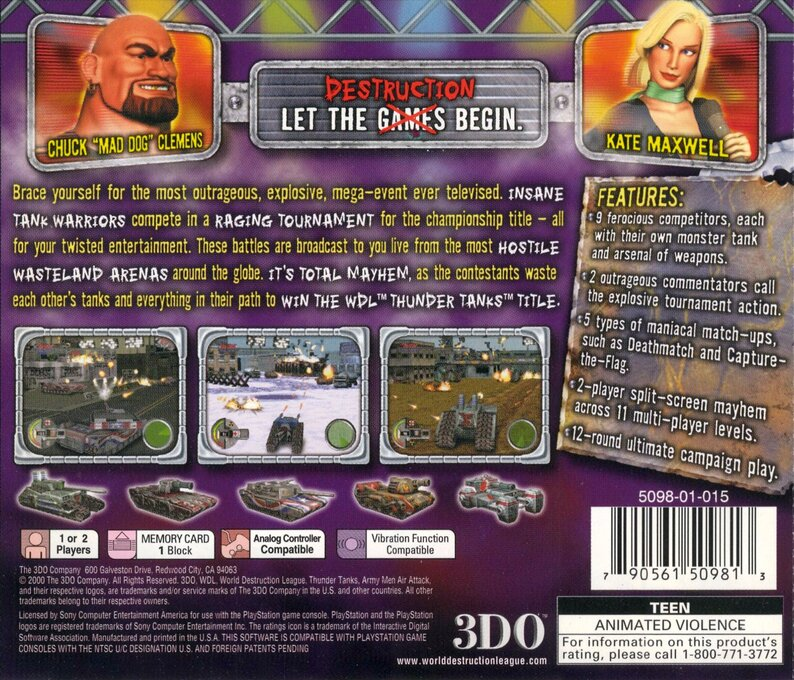 World Destruction League : Thunder Tanks — Box back