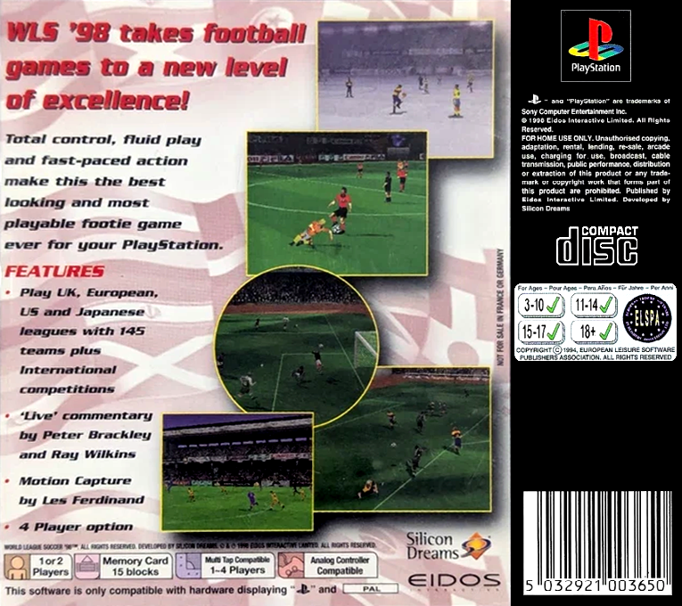 World League Soccer '98 — Box back
