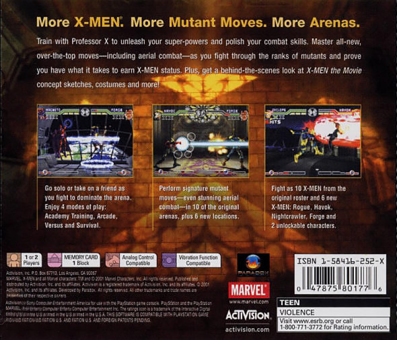 X-Men : Mutant Academy 2 — Box back