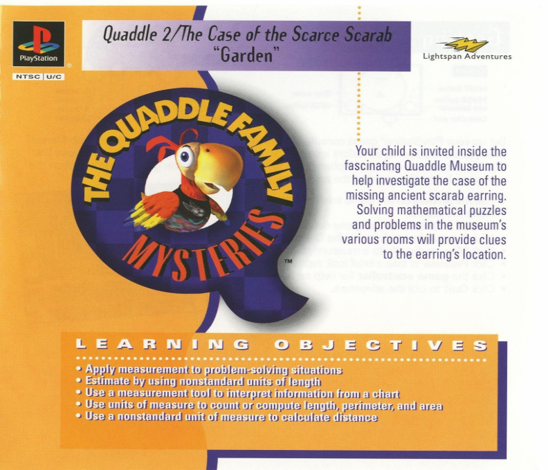 Lightspan : The Quaddle Family Mysteries 2 - The case of the Scarce Scarab - Garden