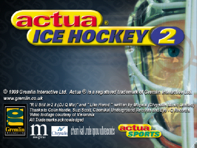 Actua Ice Hockey 2 — Title screen