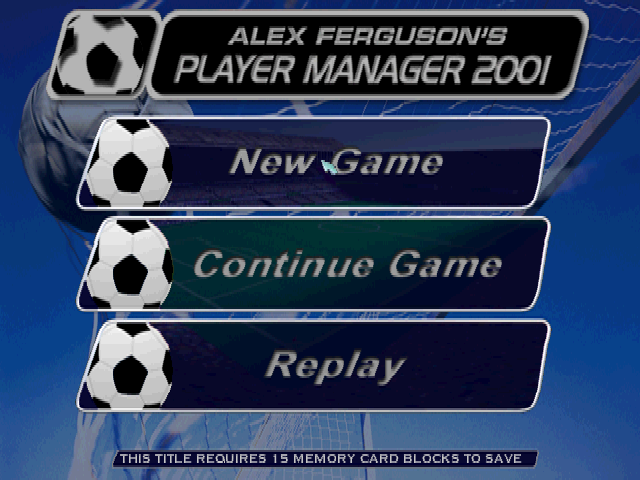 Alex Ferguson's Player Manager 2001 — Title screen