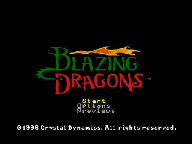Blazing Dragons — Title screen
