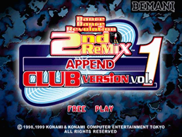 Dance Dance Revolution 2nd Remix - Append Club Version Vol. 1 — Title screen