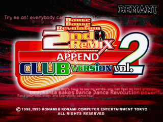 Dance Dance Revolution 2nd Remix : Append Club Version Vol. 2 — Title screen