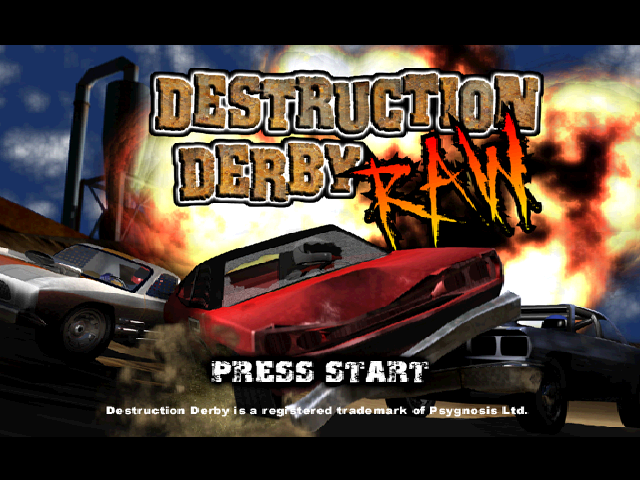 Destruction Derby Raw — Title screen