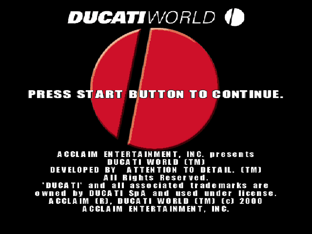 Ducati World — Title screen