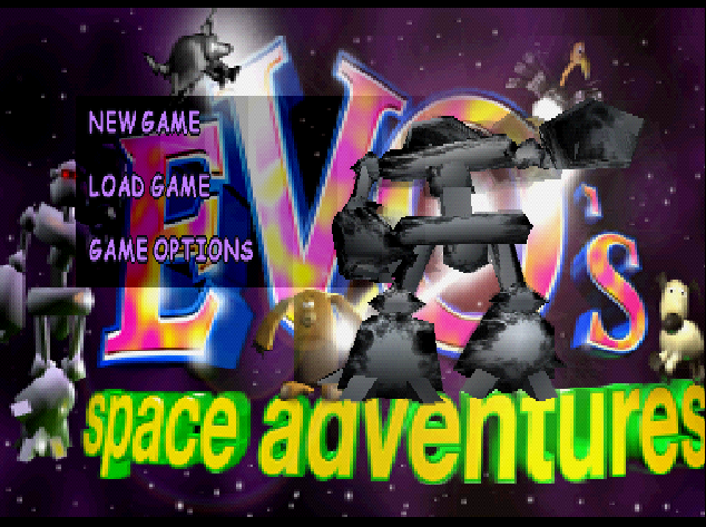 Evo's Space Adventures — Title screen