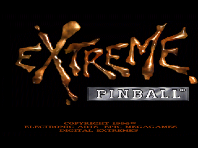 Extreme Pinball — Title screen