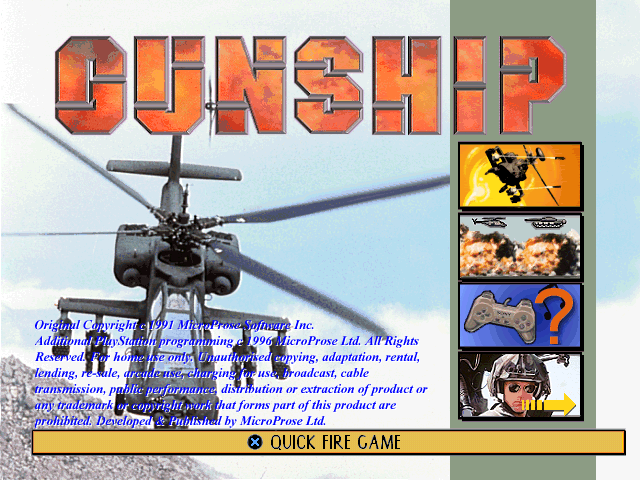 Gunship — Title screen