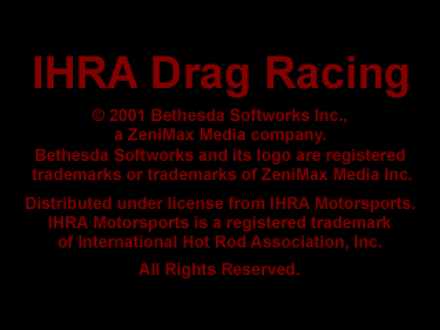 IHRA Drag Racing — Title screen
