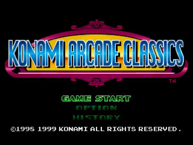 Konami Arcade Classics — Title screen