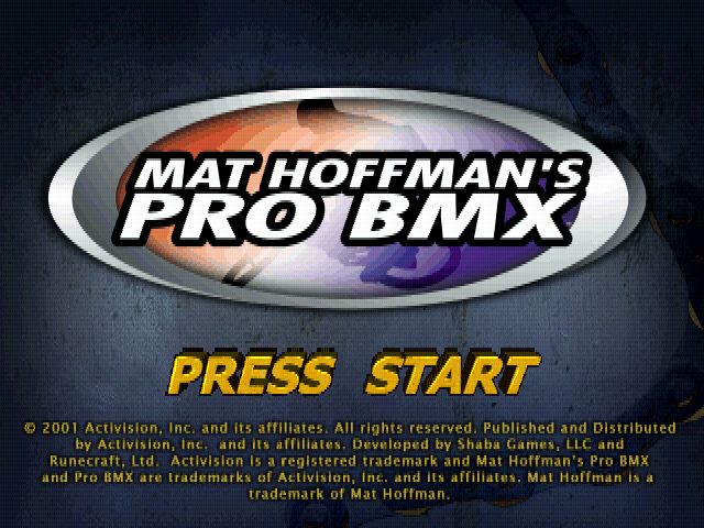 Mat Hoffman's Pro BMX — Title screen