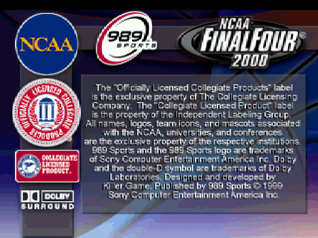 NCAA Final Four 2000 — Title screen
