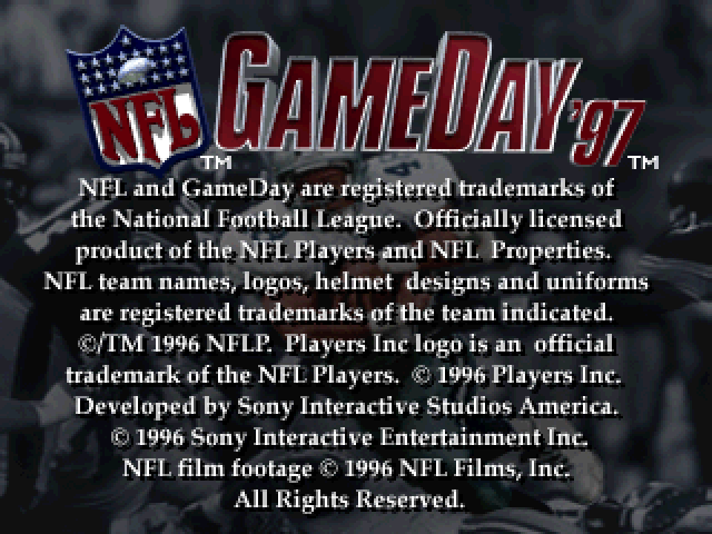 NFL GameDay 97 — Title screen