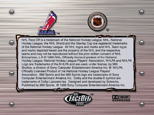 NHL FaceOff 2000 — Title screen