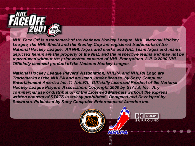 NHL FaceOff 2001 — Title screen