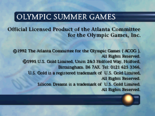 Olympic Summer Games : Atlanta 1996 — Title screen