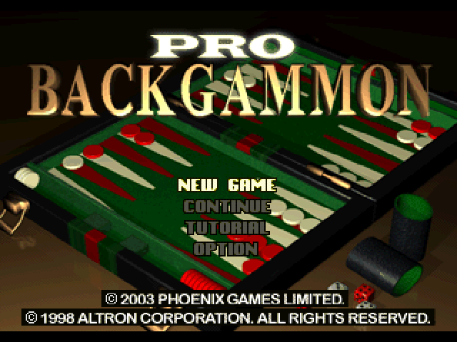 Pro Backgammon — Title screen