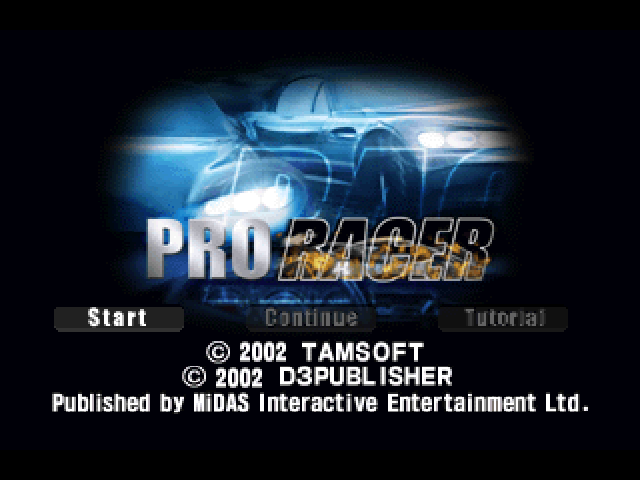 Pro Racer — Title screen
