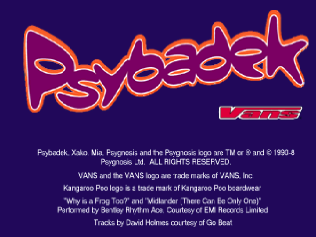Psybadek — Title screen
