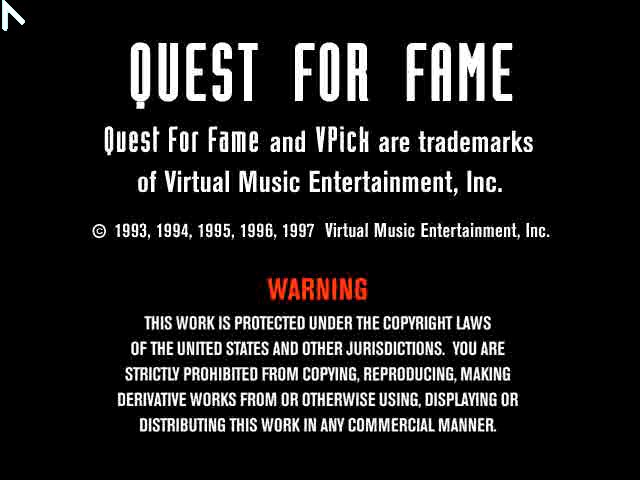 Quest for Fame : Be a Virtual Rock Legend — Title screen