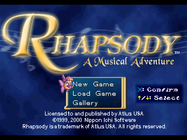 Rhapsody : A Musical Adventure — Title screen