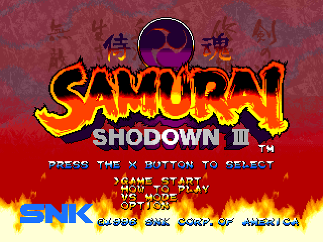 Samurai Shodown III : Blades of Blood — Title screen