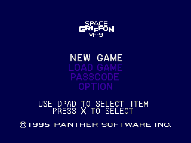 Space Griffon VF-9 — Title screen