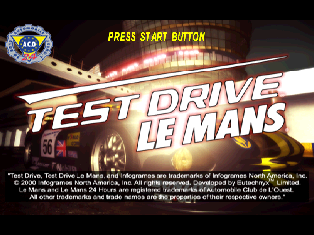 Test Drive Le Mans — Title screen