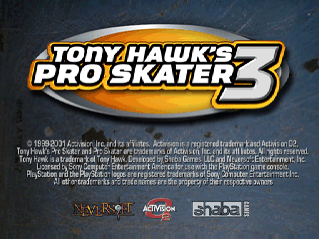 Tony Hawk's Pro Skater 3 — Title screen