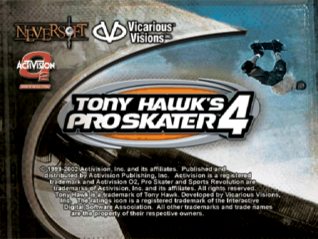 Tony Hawk's Pro Skater 4 — Title screen