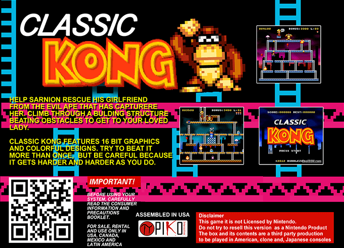Classic Kong — Box back