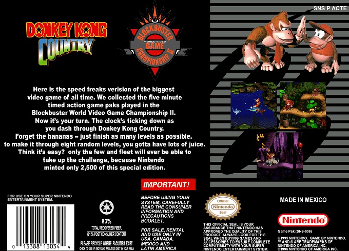 Donkey Kong Country : Competition Cartridge — Box back