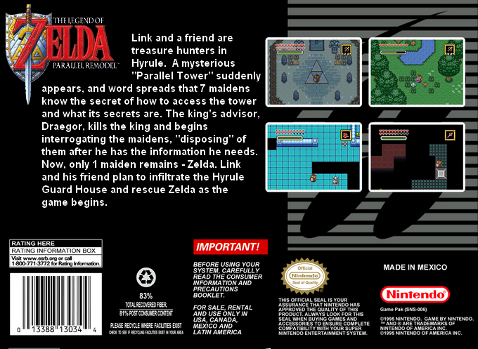 Legend Of Zelda, The : Parallel Remodel — Box back