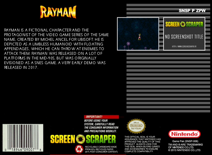 Rayman — Box back