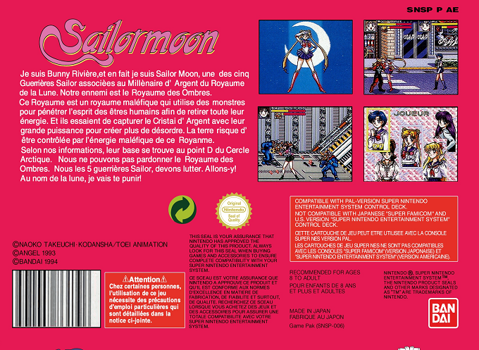 Sailormoon — Box back