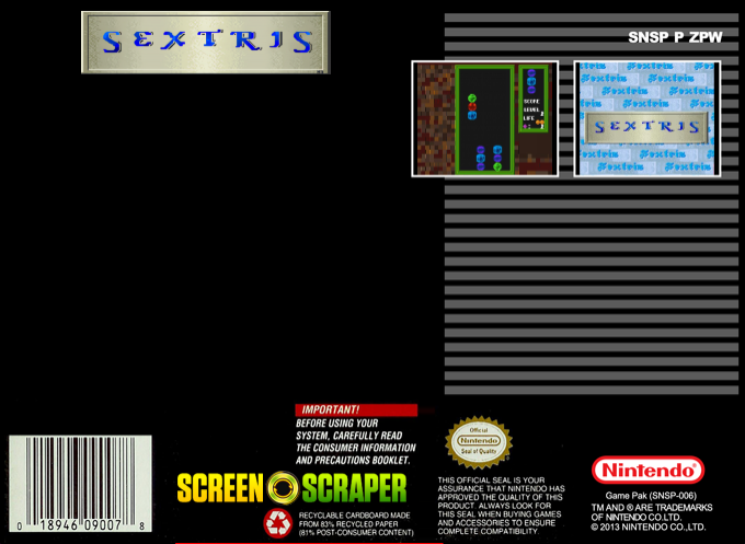 Sextris — Box back