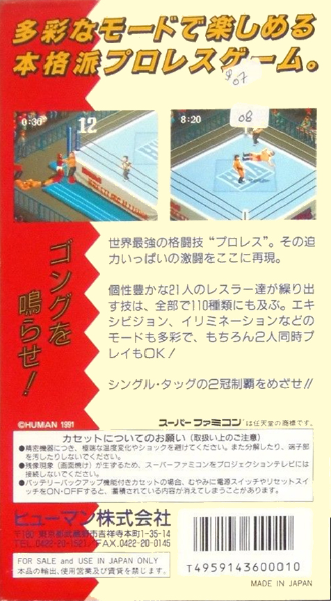 Super Fire Pro Wrestling — Box back